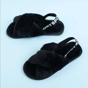 Letter Graphic Fluffy Slippers